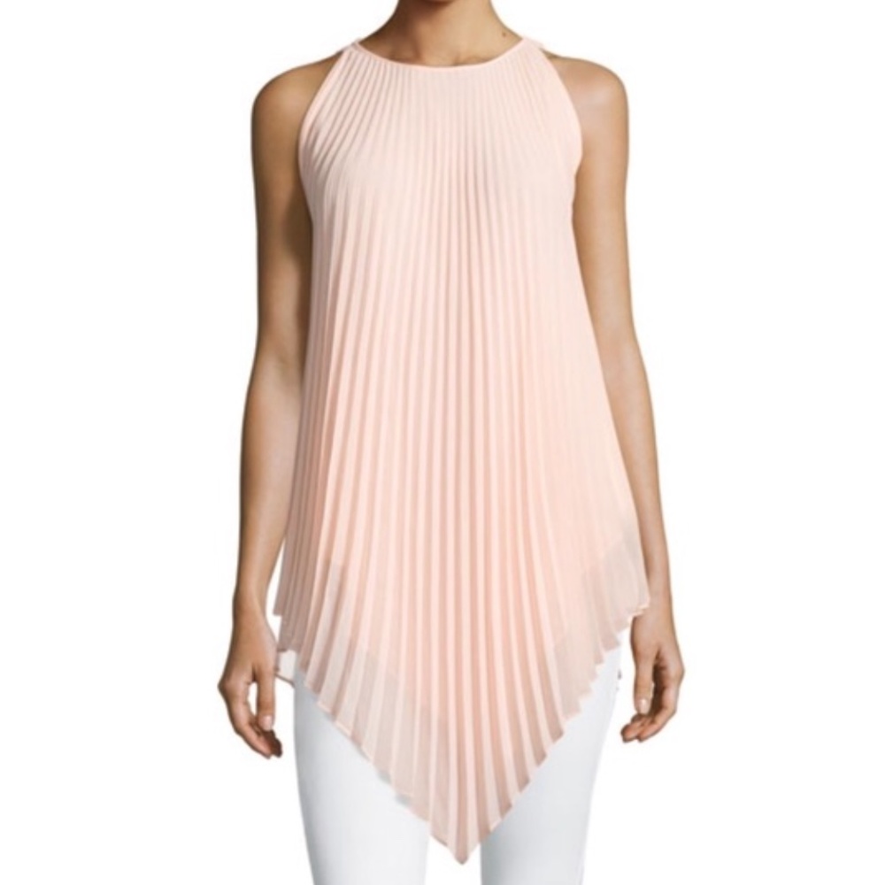 MAX STUDIO SLEEVELESS ACCORDION TUNIC PEACH SIZE M